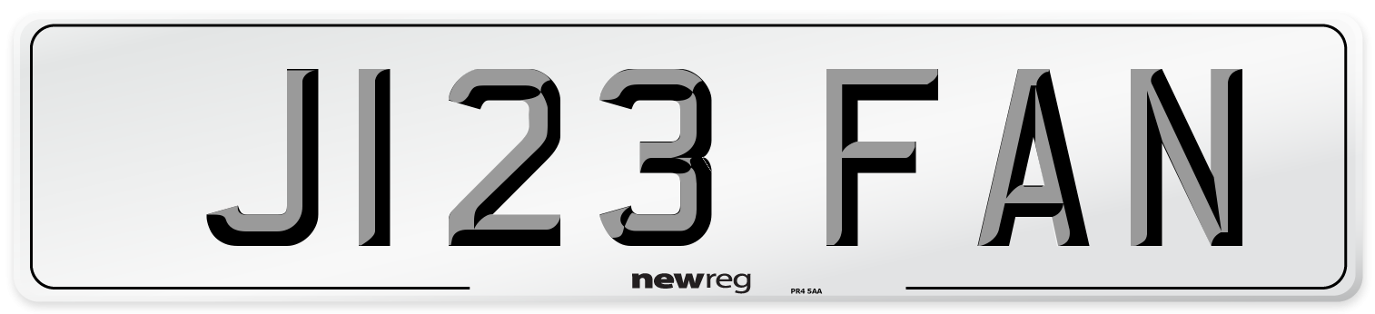 J123 FAN Number Plate from New Reg